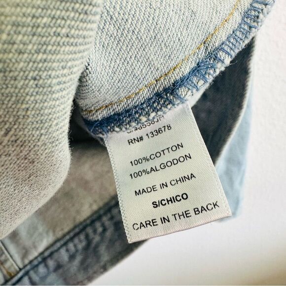 Distressed Light Wash Denim Jacket Embellished Back - Picture 3 of 3